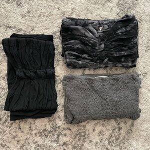 Set of 3 - Petite Maxi Dresses - Black / Marbled / Gray - Small